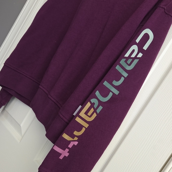 Carhartt Women's Purple Sweatshirt with Logo Sleeve - Picture 5 of 6